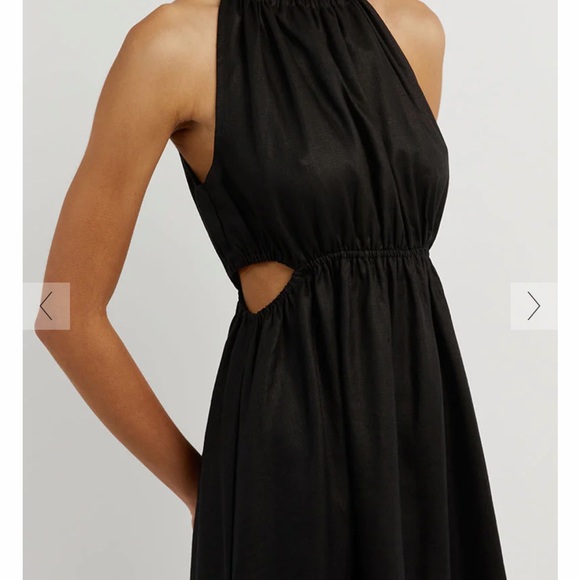 BRAND NEW DISSH BONNIE BLACK LINEN MIDI DRESS, size 12 US - Picture 3 of 5